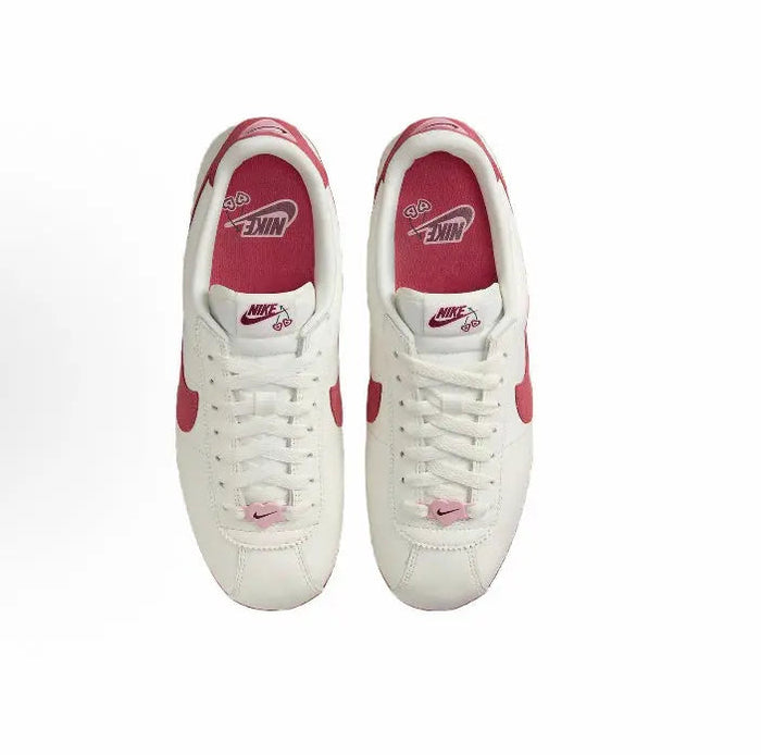 Cortez SE low-top sneakers, white laces with red inner lining and tongue logo