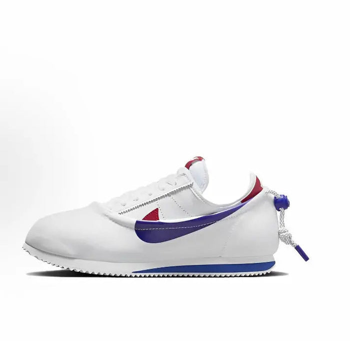 Nike Cortez x Clot sneakers, white leather with blue swoosh and red accents