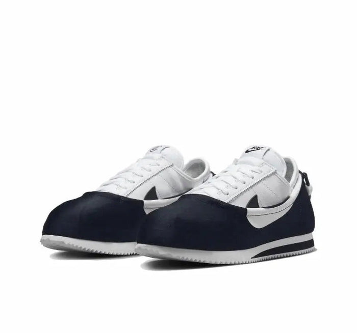Nike Cortez x Clot sneakers, white upper with dark navy quarter and swoosh