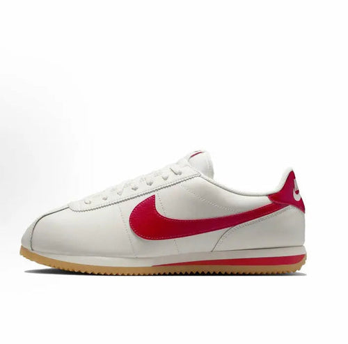 Nike Cortez sneakers in white with red swoosh and gum outsole