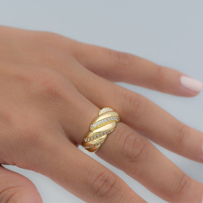 CZ Croissant Ring