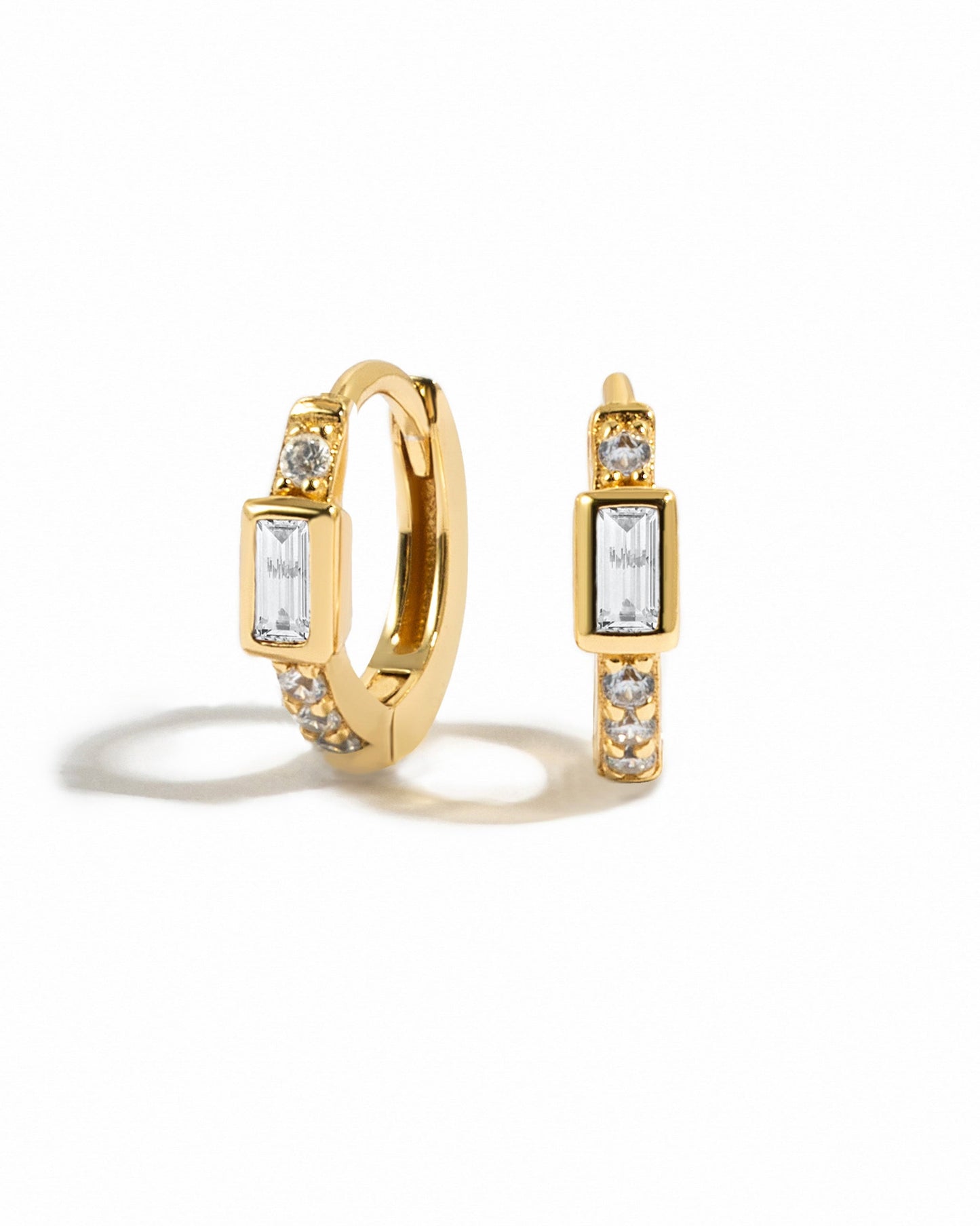 CZ Baguette Huggie Earrings