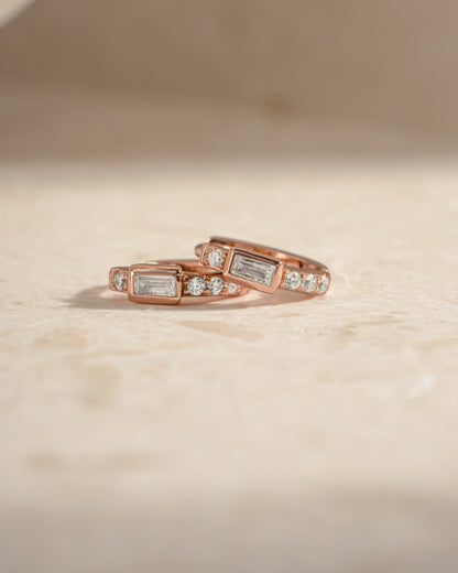 CZ Baguette Huggie Earrings