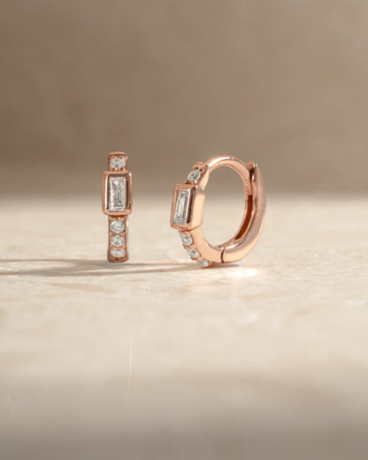 CZ Baguette Huggie Earrings