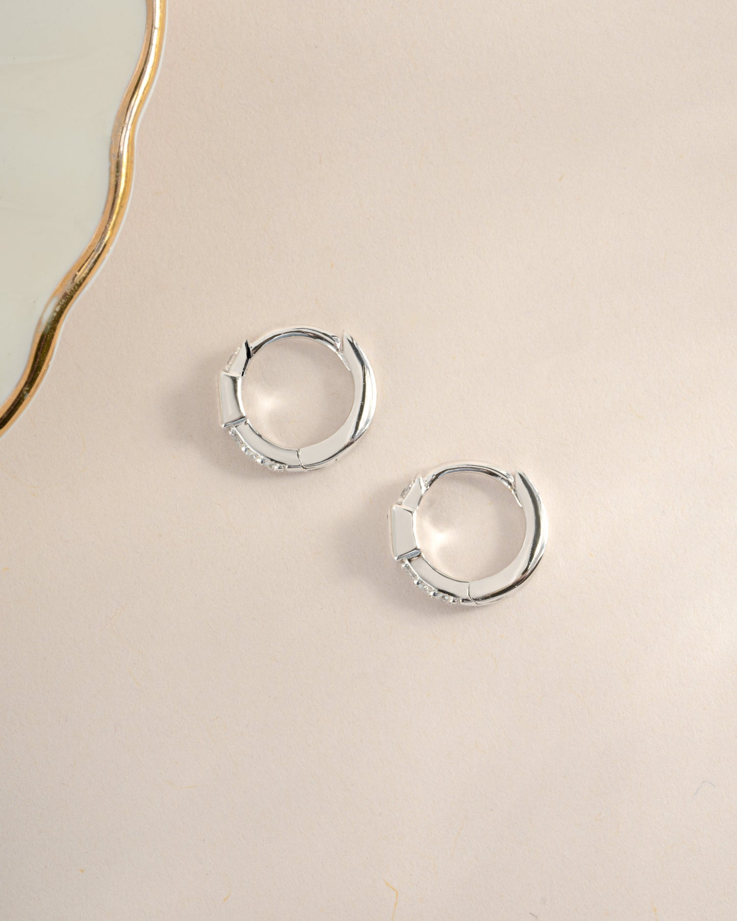 CZ Baguette Huggie Earrings