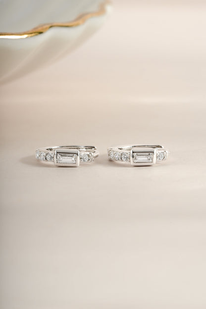 CZ Baguette Huggie Earrings