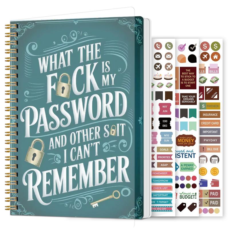 üìÖFunny Password Notebook - Spiral Bound with Lock Icons & Funny Security Phrases‚úçÔ∏è