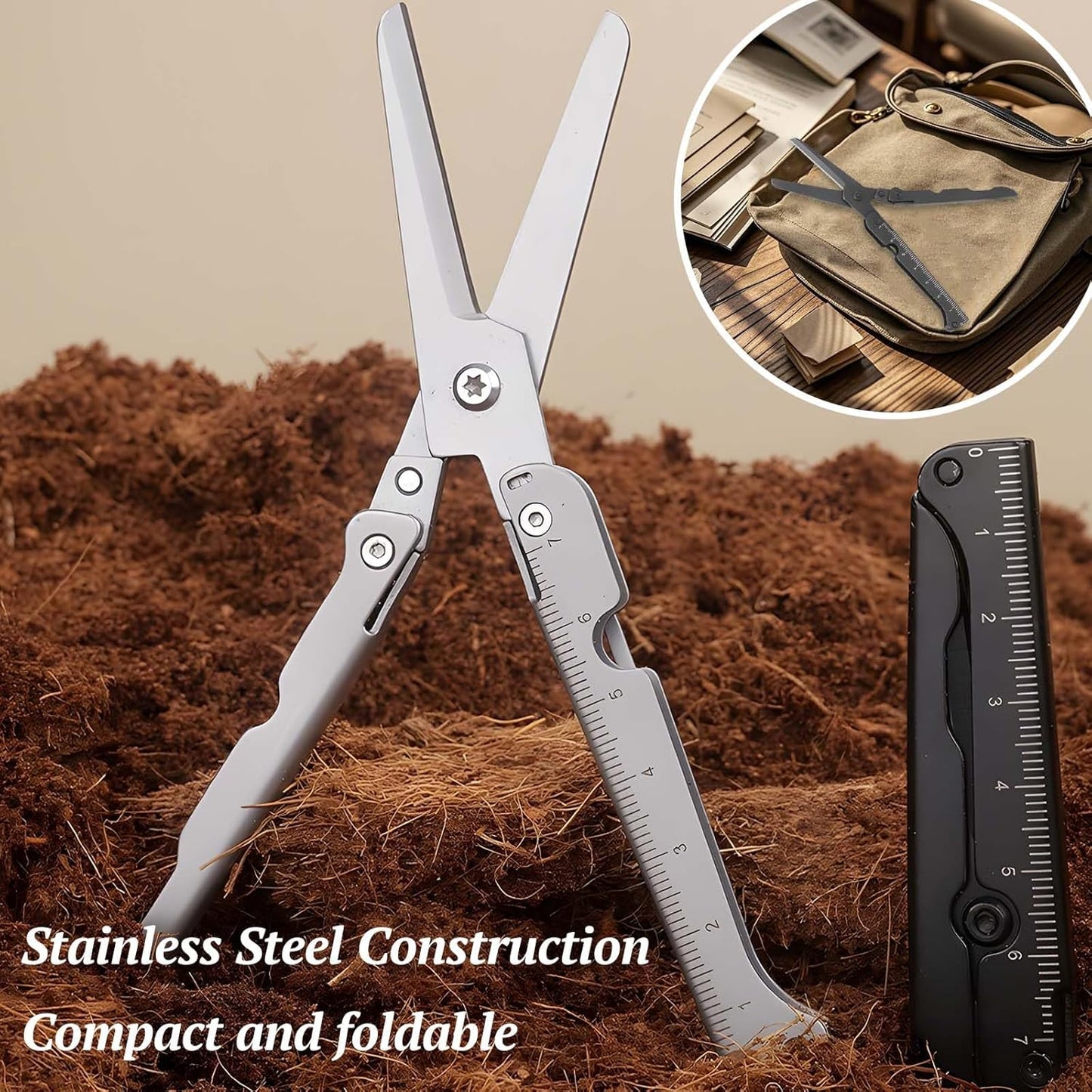 ‚úÇÔ∏è 2-in-1 Foldable EDC Scissors with Built-In Ruler