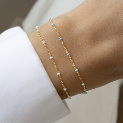 White Enamel Beaded Bracelet