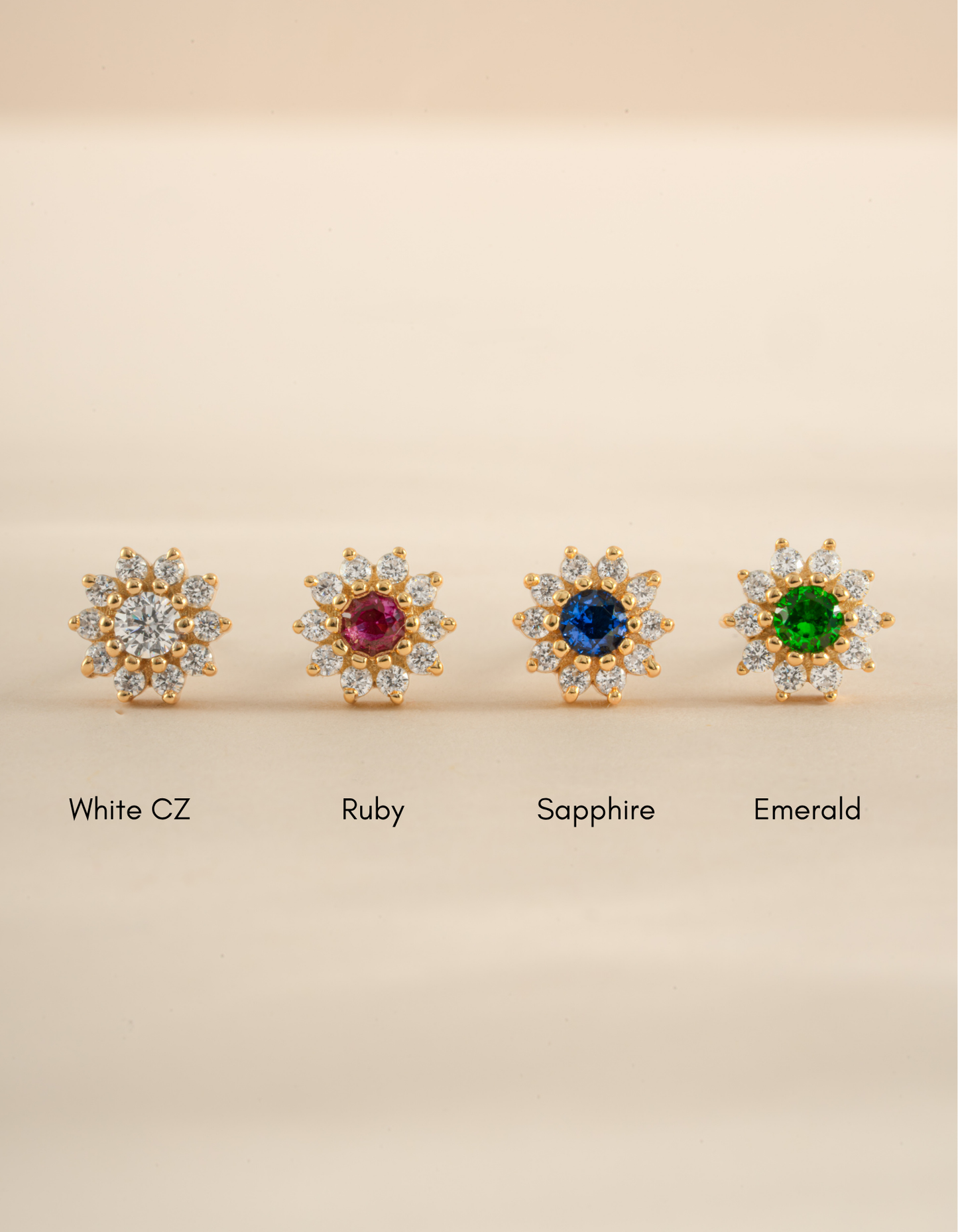 Emerald Dainty Flower Studs