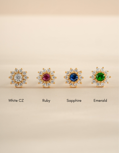 Emerald Dainty Flower Studs