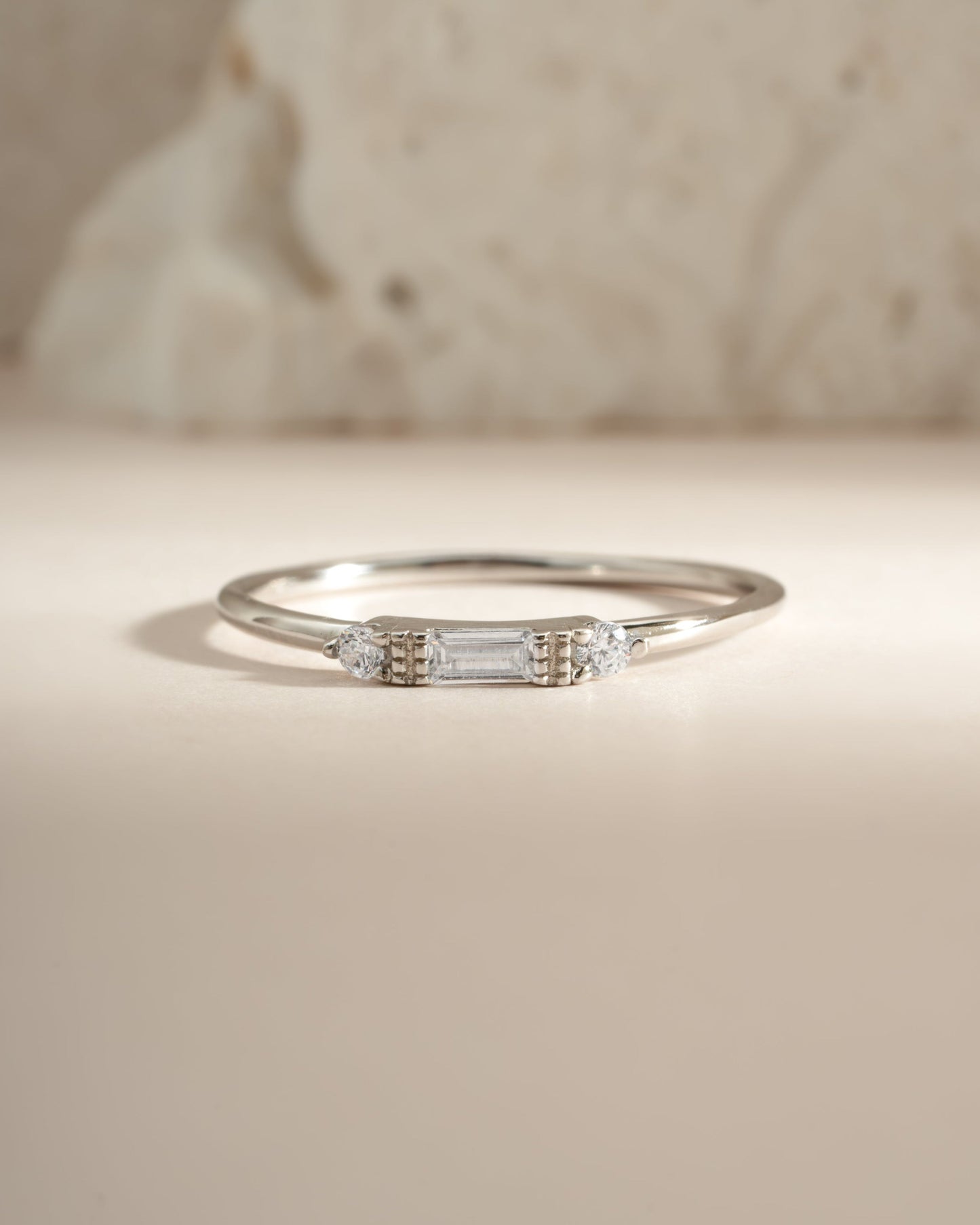 White CZ Baguette Ring