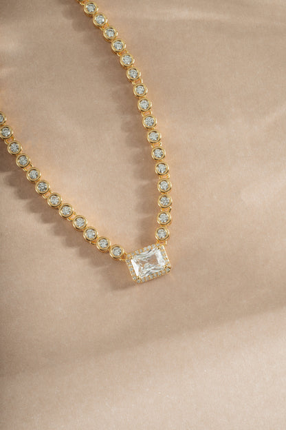 Diamond Baguette Tennis Necklace