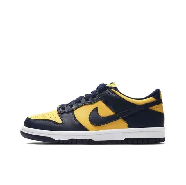 Nike Dunk Low low-top sneakers in navy and yellow with white sole