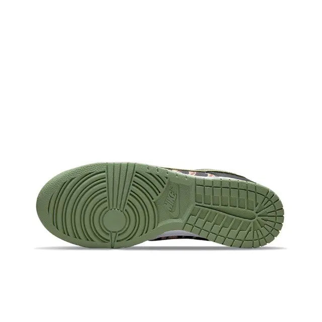 Nike Dunk Low sneakers outsole in dark green with dense tread pattern