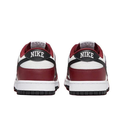 Low-top sneakers with Nike heel branding, burgundy and white panels