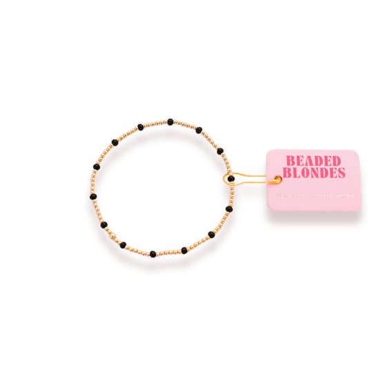 Black Dainty Poppi Bracelet: Extended 7.25 inch
