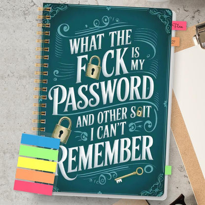 üìÖFunny Password Notebook - Spiral Bound with Lock Icons & Funny Security Phrases‚úçÔ∏è