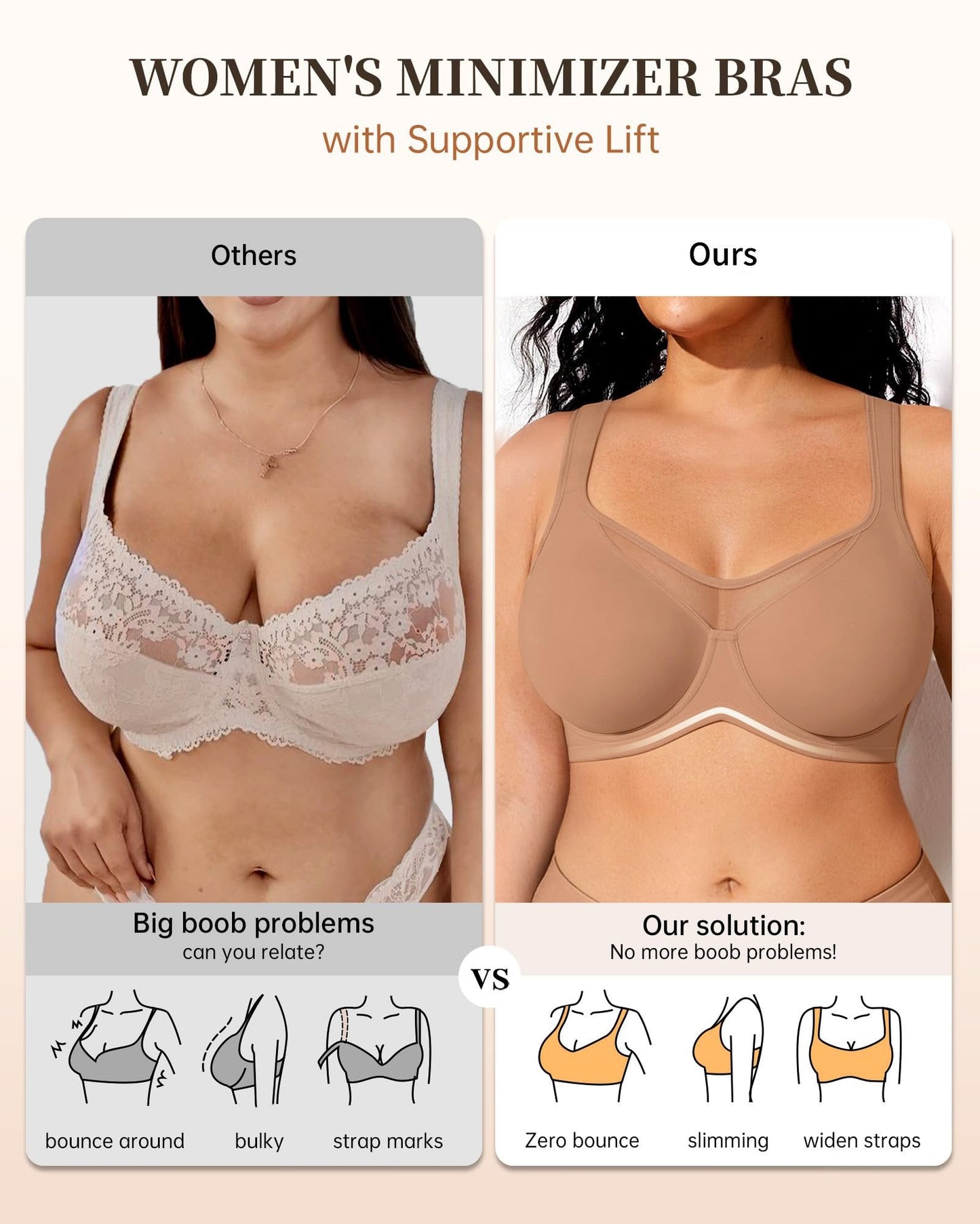 üíêWomen's Elegant Sheer Full Coverage Minimizer Bra ‚ú® Plus Size for Large Busts | No Digging, No Spillage & Ultra Comfy