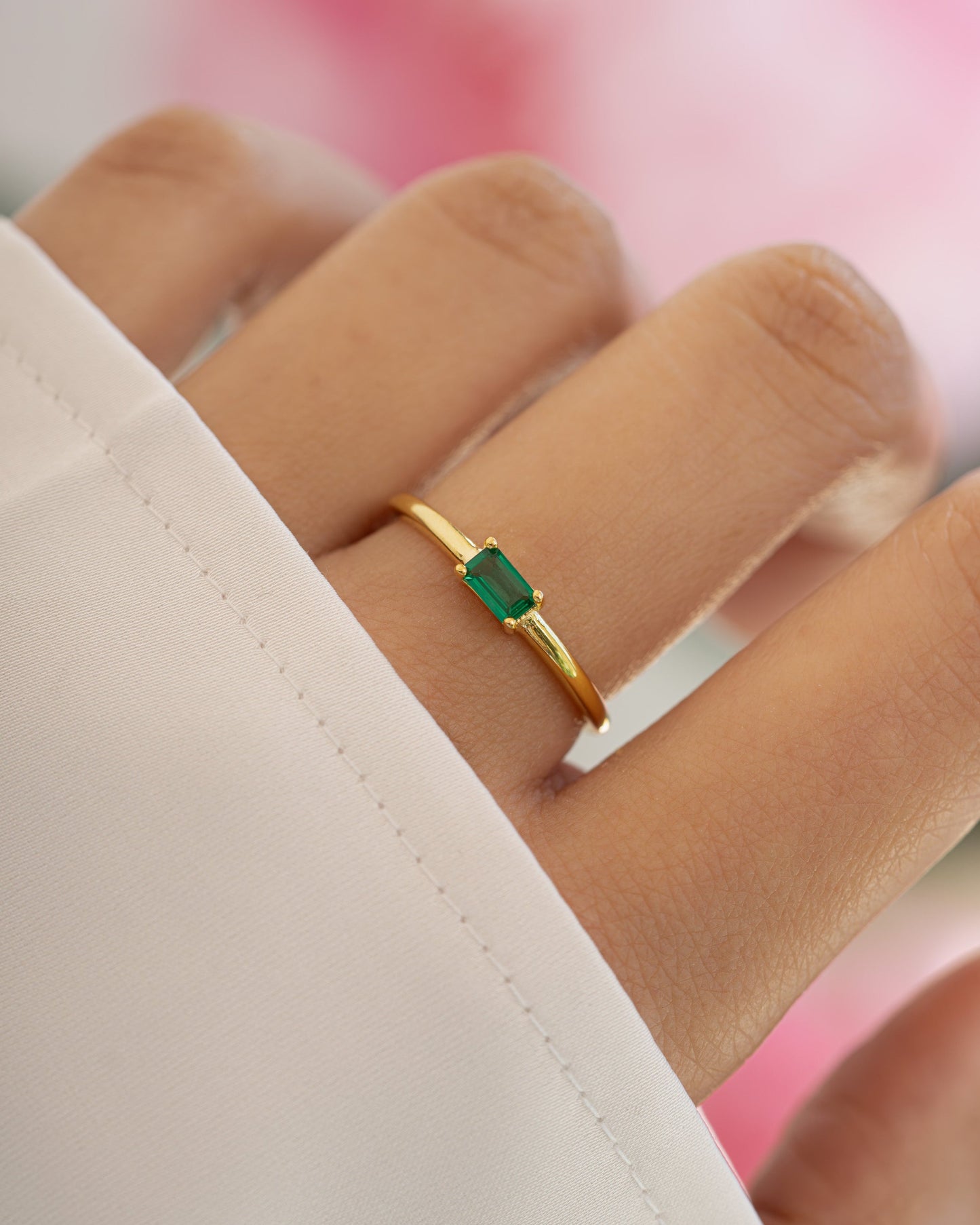 Emerald Lori Baguette Ring