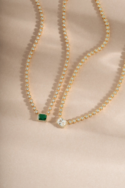 Diamond Baguette Tennis Necklace