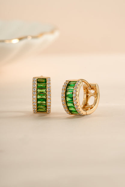 Emerald Baguette Hoops