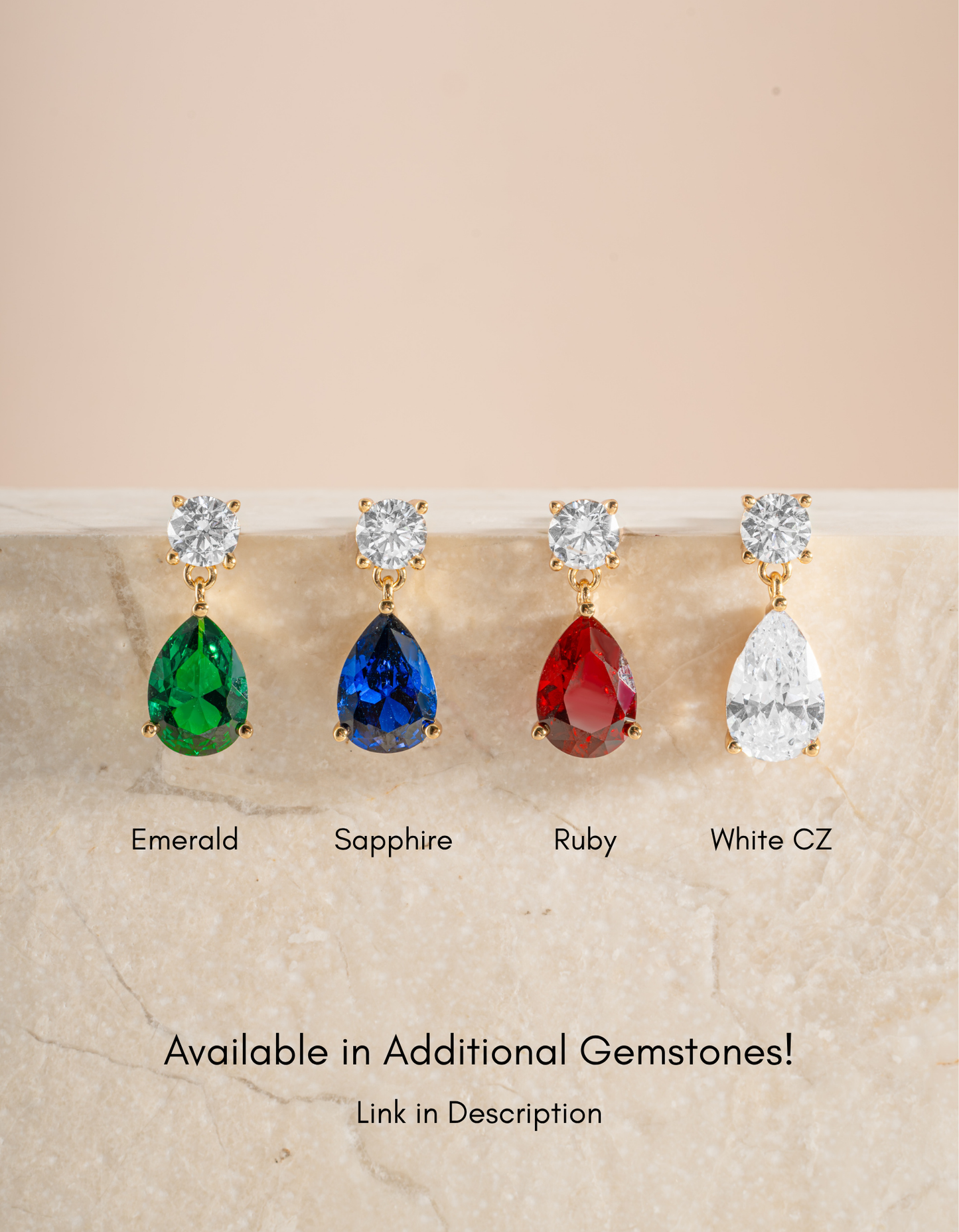 Camille Ruby Pear Drop Earrings