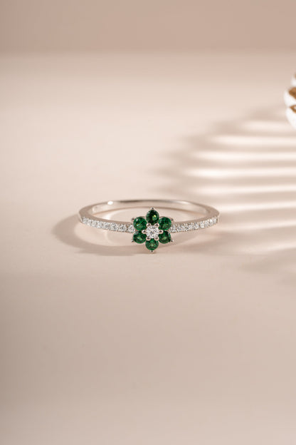 Emerald Flower Ring