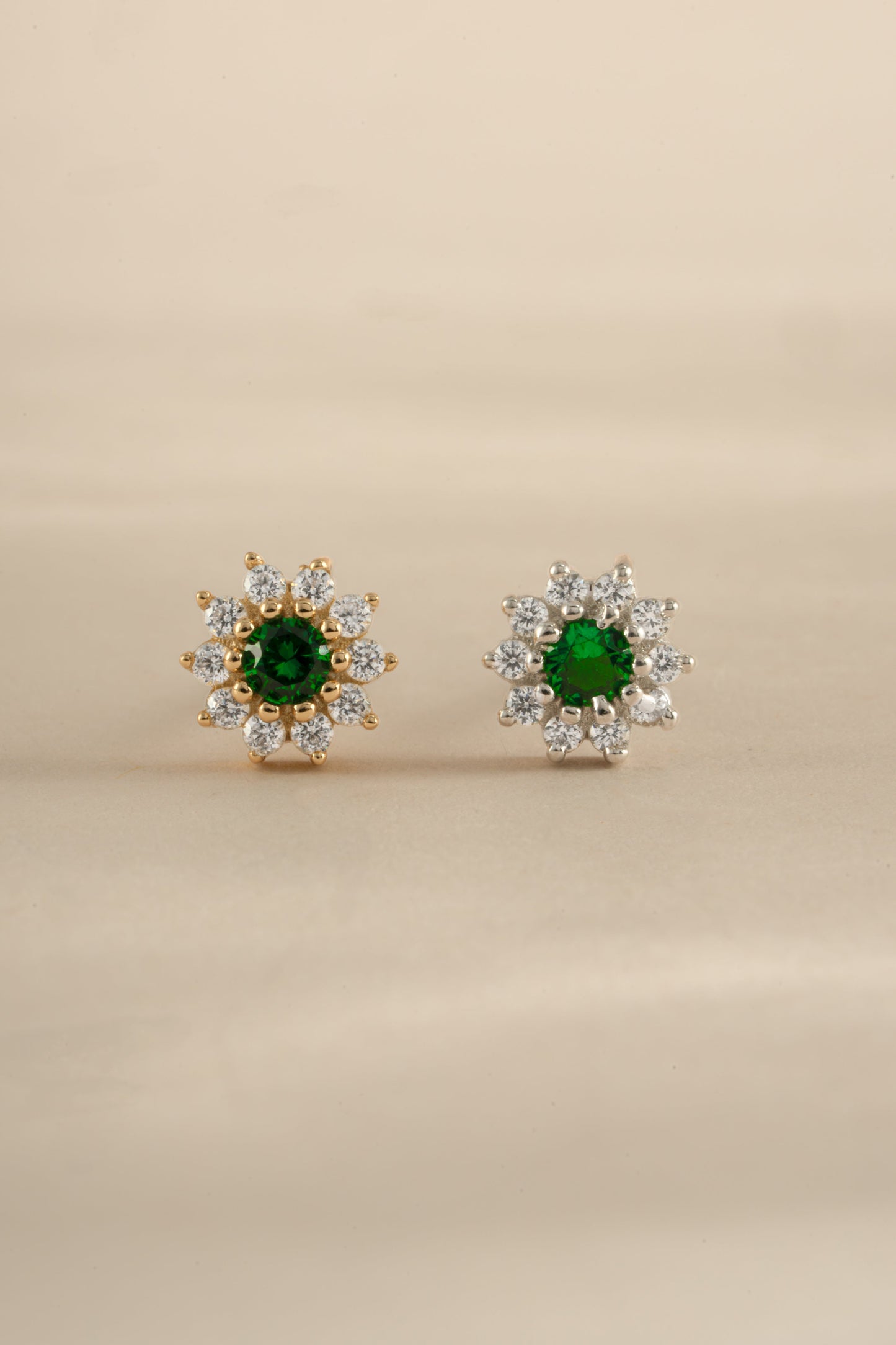 Emerald Dainty Flower Studs