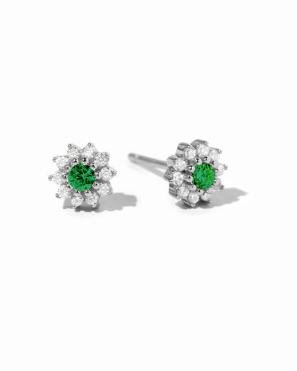 Emerald Dainty Flower Studs