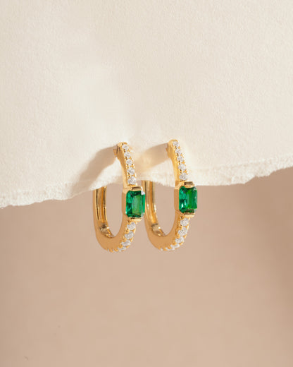 Emerald Hoop Earrings