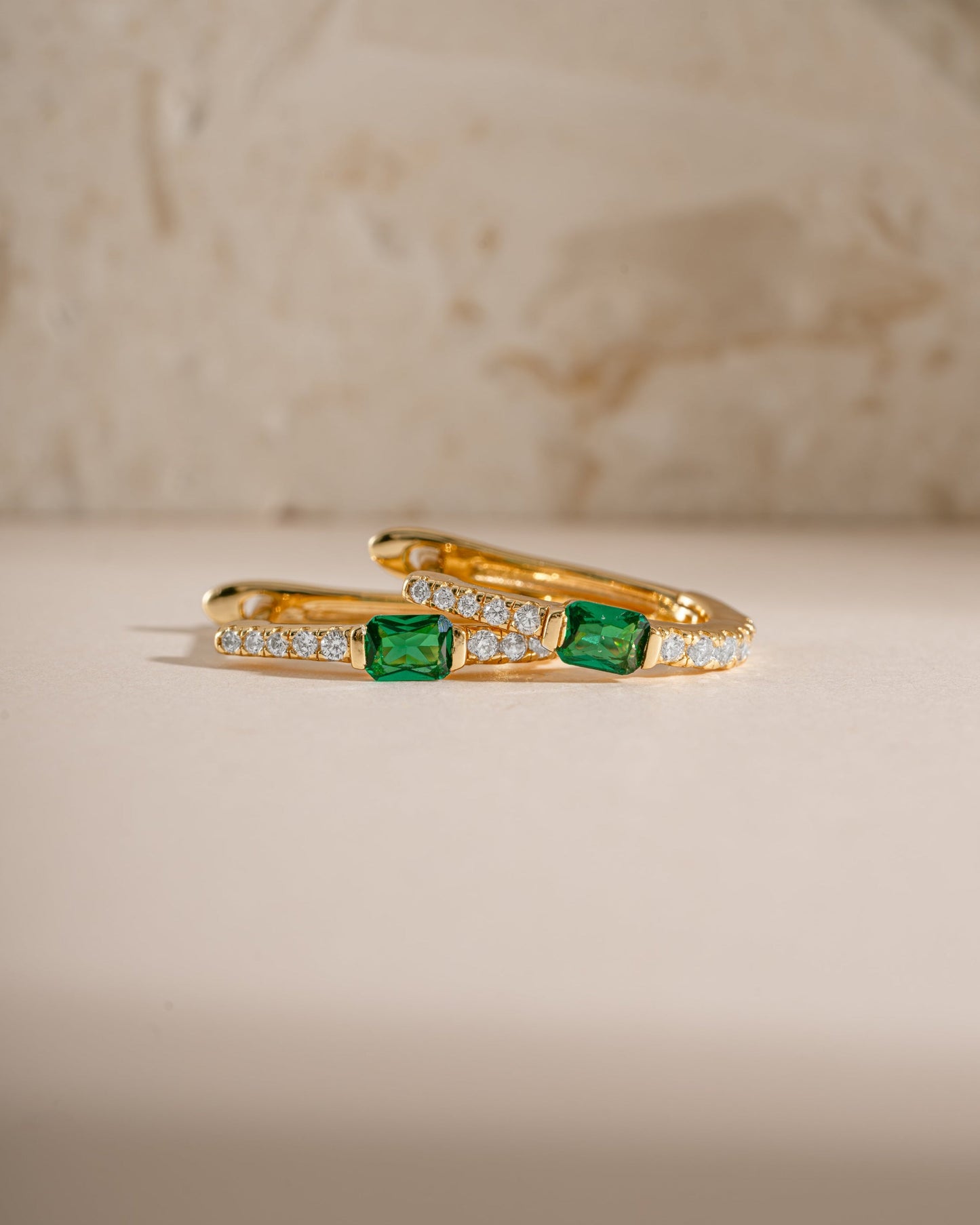 Emerald Hoop Earrings