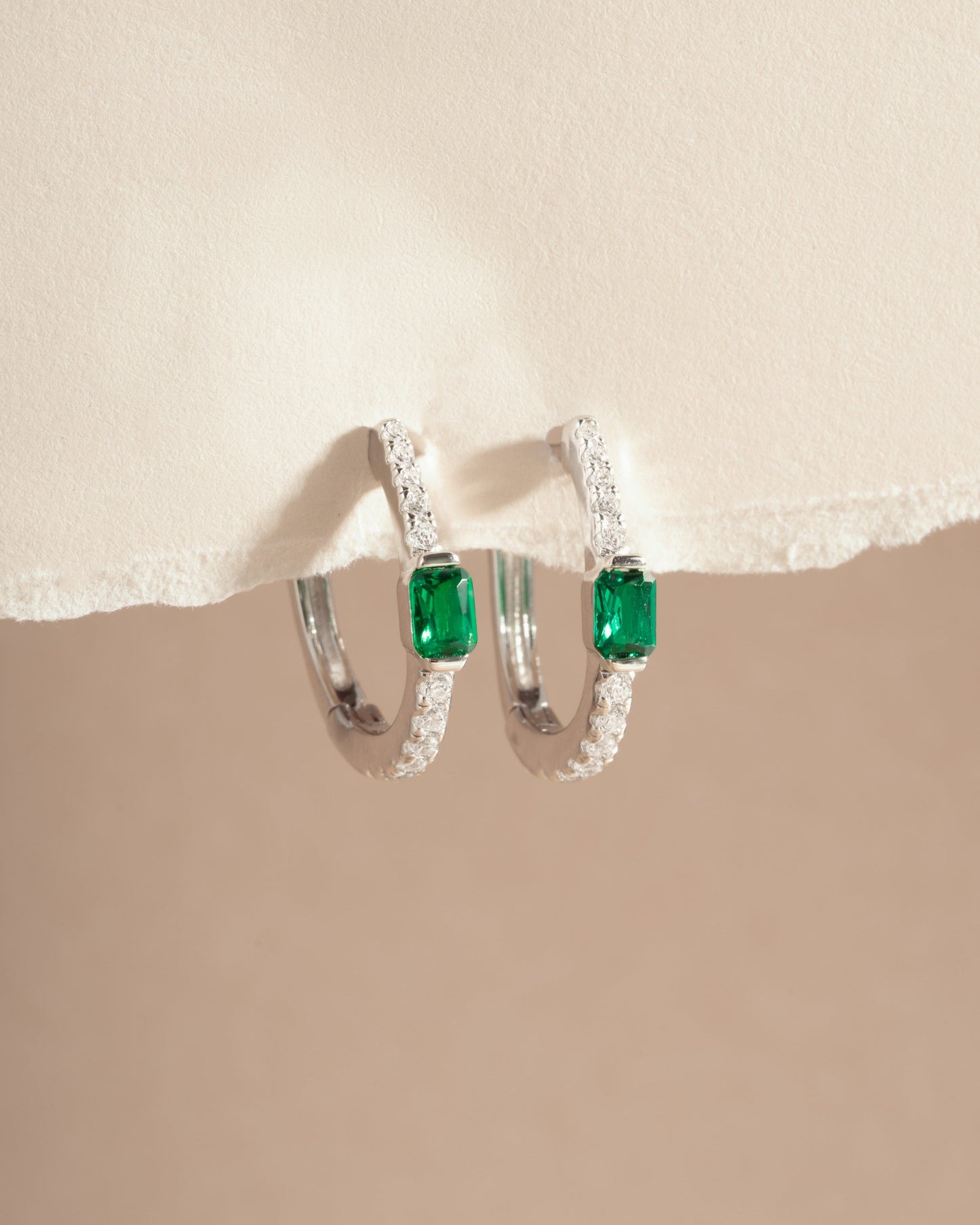 Emerald Hoop Earrings