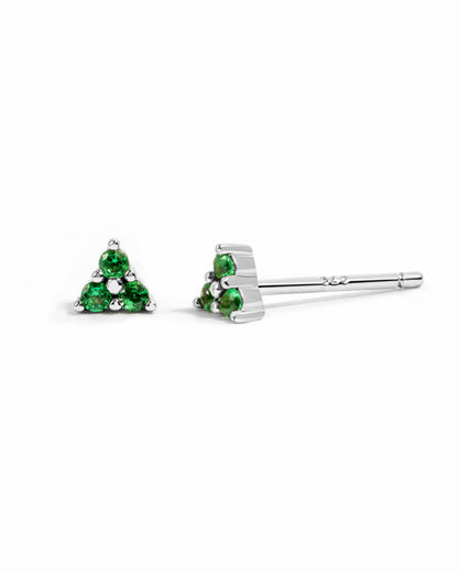 Tiny Emerald 3 Stone Studs