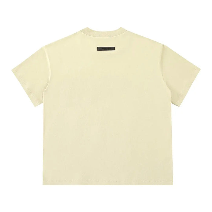 Light yellow T-shirt back view with small neck label