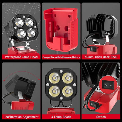 Dailyardtool¬Æ LED Work Light Compatible with Milwaukee 18V Battery/Dewalt 18V&20V Battery