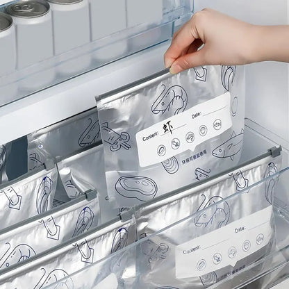 üéÅüî•10-Pack Reusable Foil Vacuum Zipper Sealable Storage Bags Labelled Fridge Order Relief