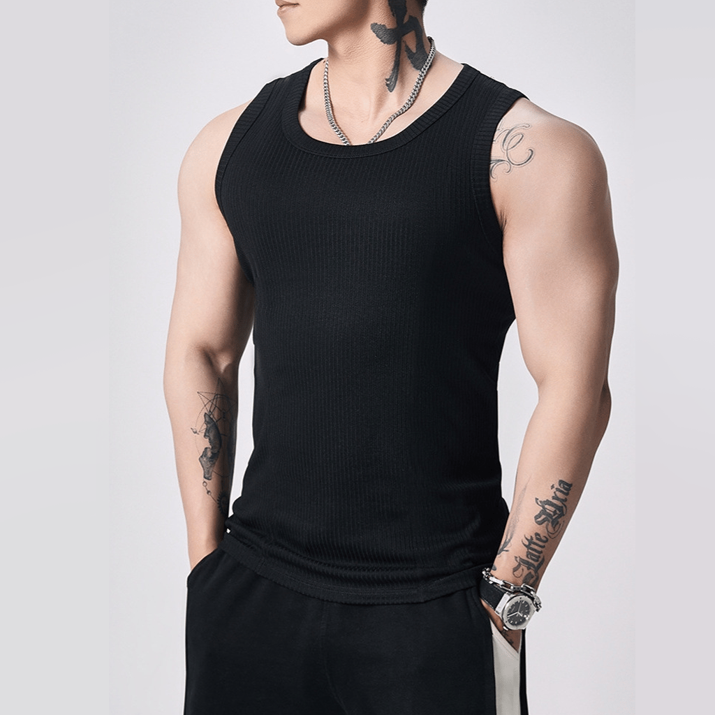 üî•Men's  Wide Strap Ribbed Tank Top
