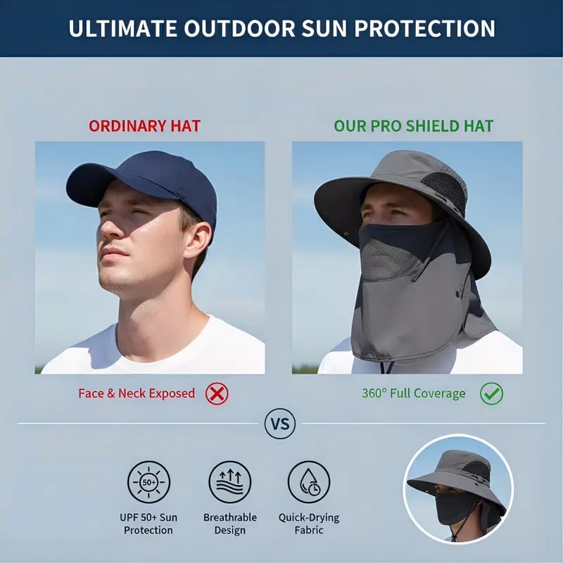 üåûSpring/Summer Fisherman's Hat Detachable Outdoor Sun-Protective Face CoveringüèïÔ∏è (Adjustable & Lightweight Comfort & Unisex Fit)