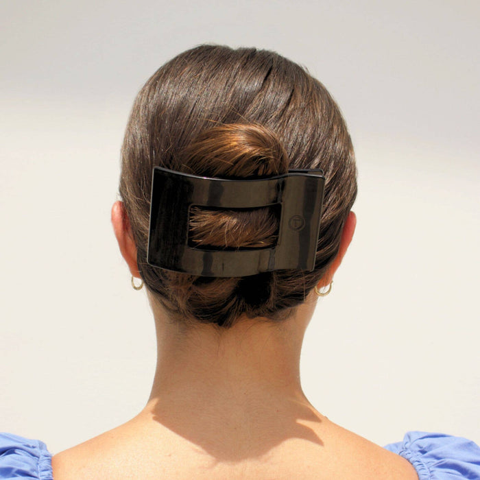 Flat Rectangle Hair Clip | Large | Jet Black - B Social Boutique