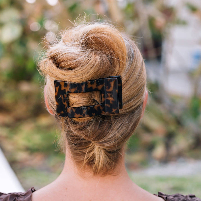 Flat Rectangle Hair Clip | Large | Tortoise - B Social Boutique