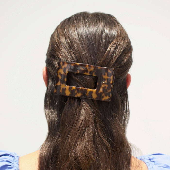 Flat Rectangle Hair Clip | Medium | Tortoise - B Social Boutique