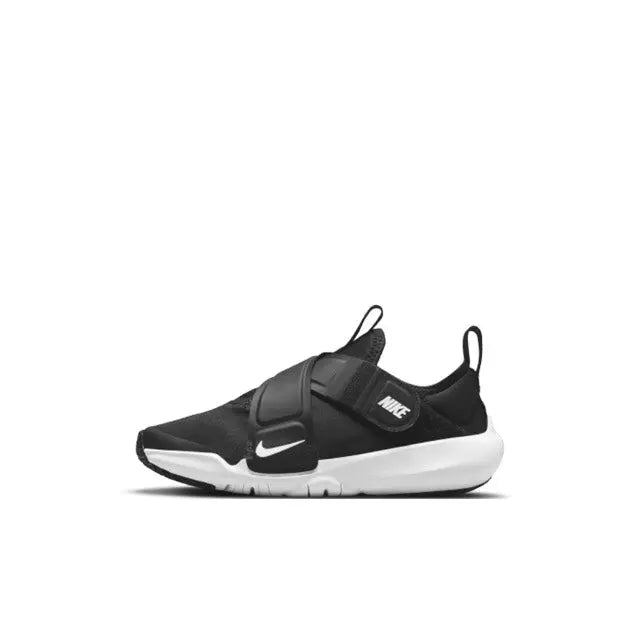 Black Nike Flex Advance sneakers, hook-and-loop strap, white midsole