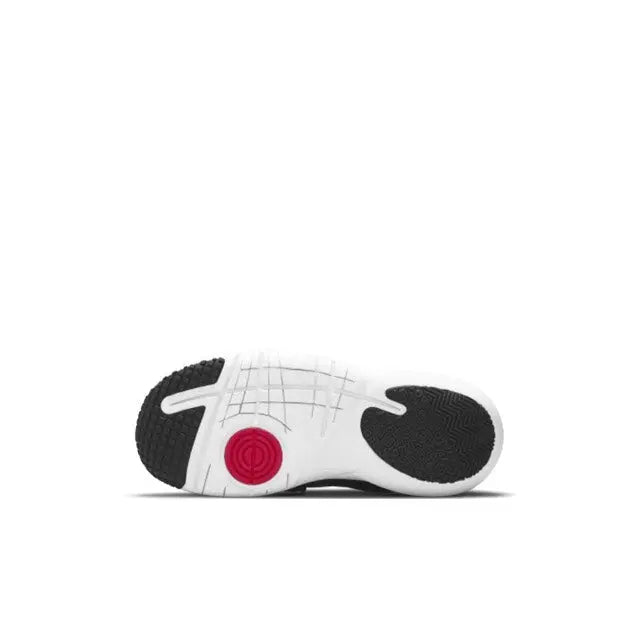 Nike Flex Advance outsole, black tread with white panels and red circular detail