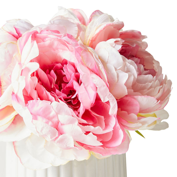 Floriana Peony Pale Pink x5 Ceramic Vase 21cm