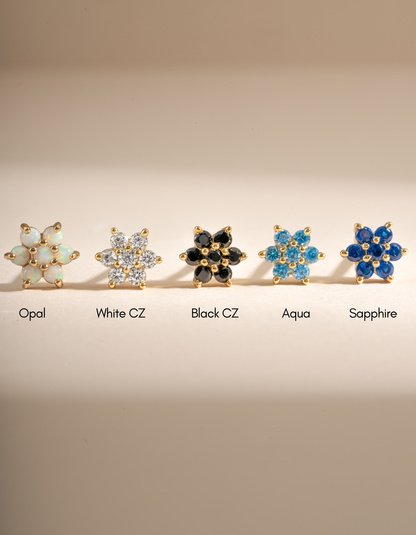 Sapphire Flower Studs