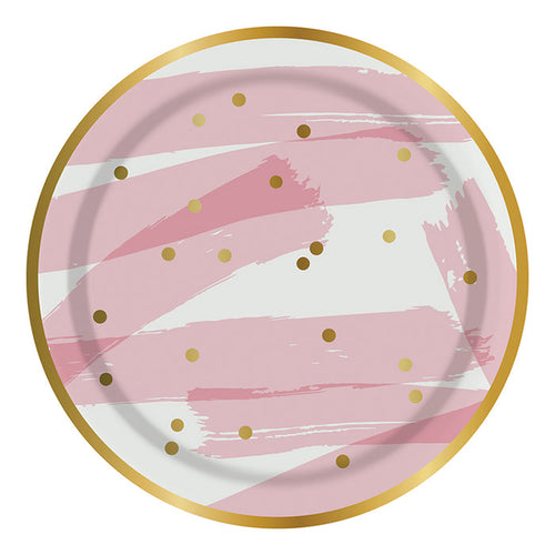 Foil Pink Brush Confetti Large Plates