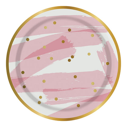 Foil Pink Brush Confetti Large Plates