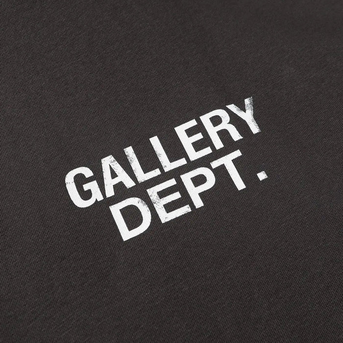 Black Gallery Dept recycle hoodie chest logo text in white