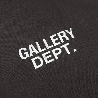 Black Gallery Dept recycle hoodie chest logo text in white